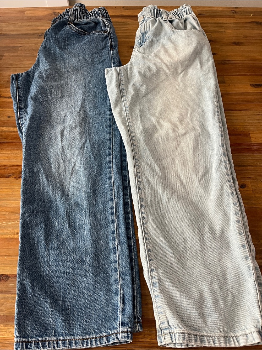 Cat & Jack 2pc Girls Elastic-Waist Jeans — Dark Blue & Light Blue XL